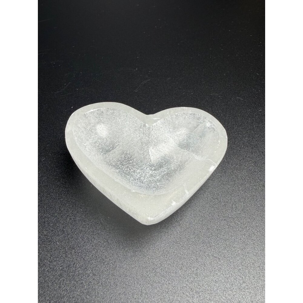 Natural Selenite Heart Charing Bowl Stone Healing Crystal Cleansing 2" 2.8oz - Picture 2 of 10
